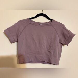 Purple Short Sleeve Crop Top